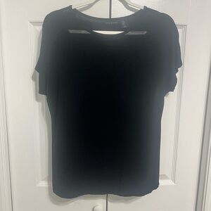 Tahari Black Cut Out Short Sleeve Tee